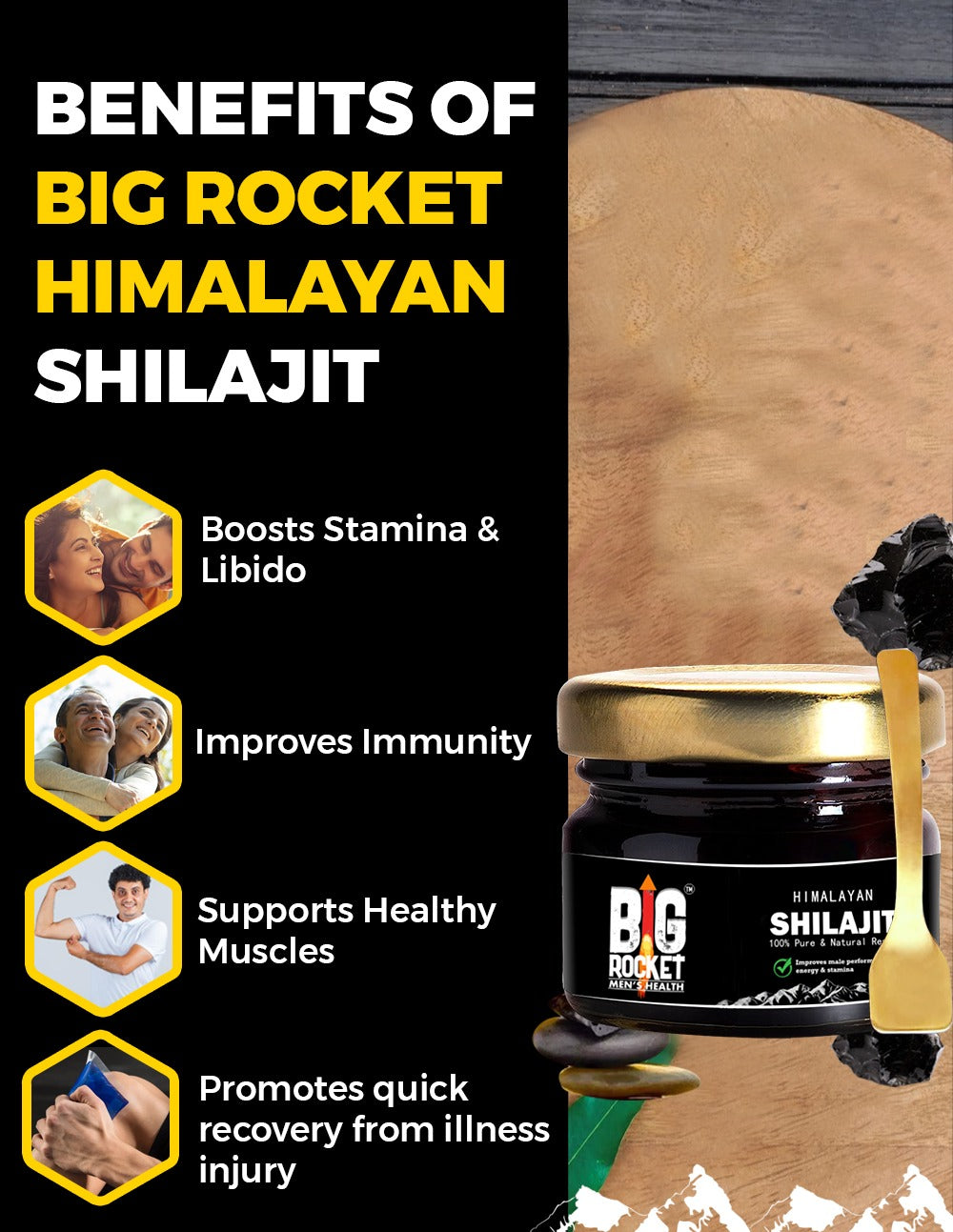 Pure Himalayan Shilajit Resin (साइज बढ़ाने or सख्त बनाने के लिए) Performance Booster for Men 50g
