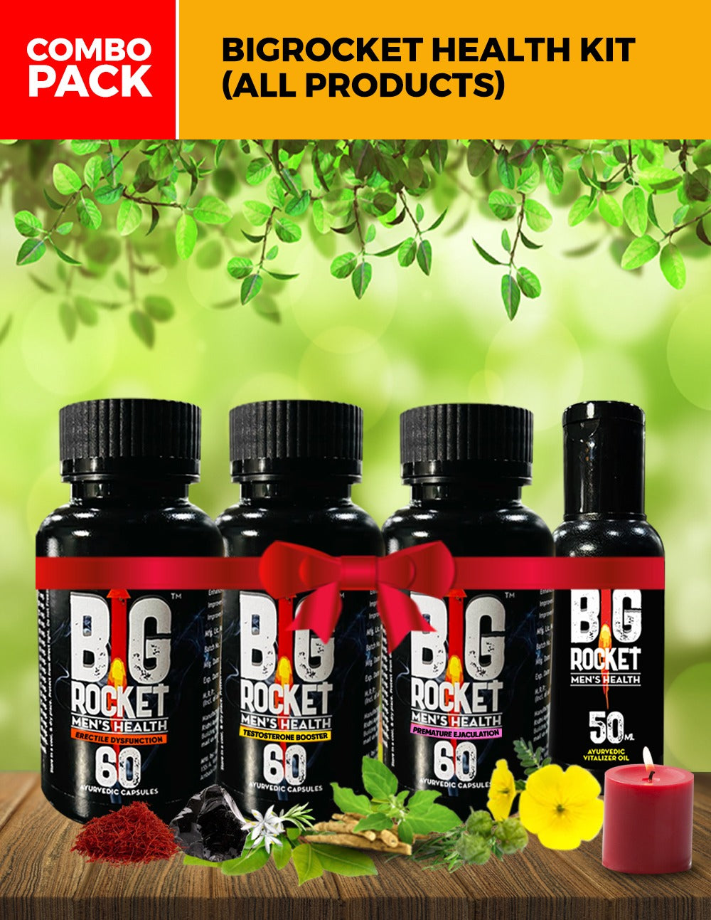BigRocket Men's Health Kit (Pack of 4) Pure Ayurvedic with No Side Effects |  ✔️ Best Saving Deal